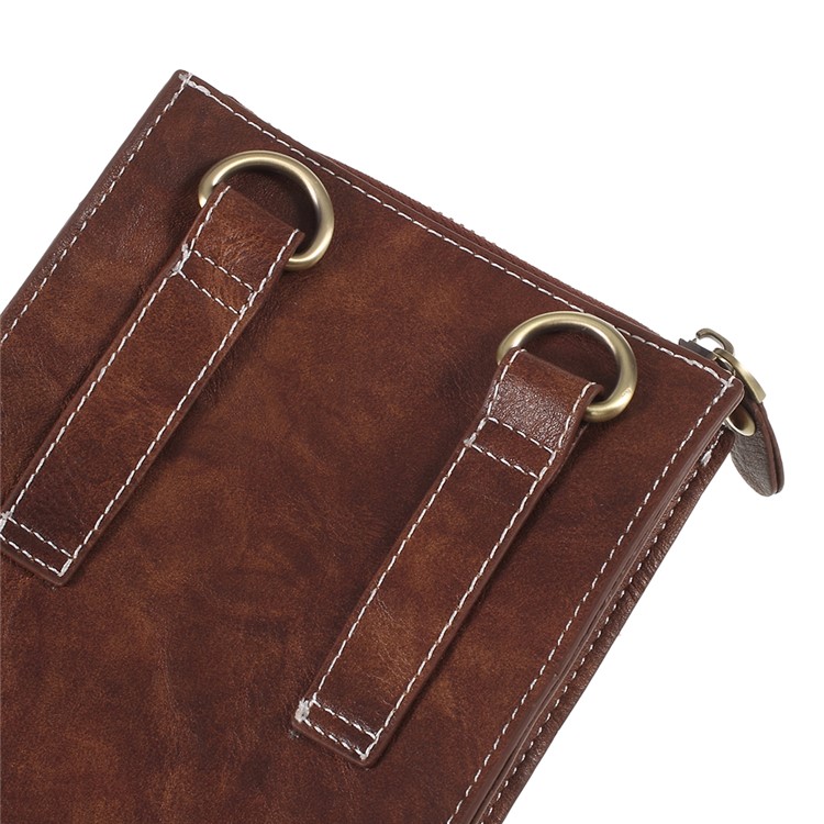 Bolso Dual De La Cubierta Del Teléfono De La Bolsa Del Cuero Universal De La PU Para El Iphone X / 8 Más Etc, Tamaño: 18 X 10.5cm - Marrón-8