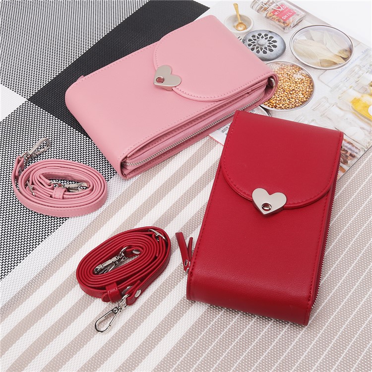 MUSUBO Forme De Coeur Boucle Magnétique Universel PU Sac À Main En Cuir, Taille: 19 X 11cm - Rouge-5