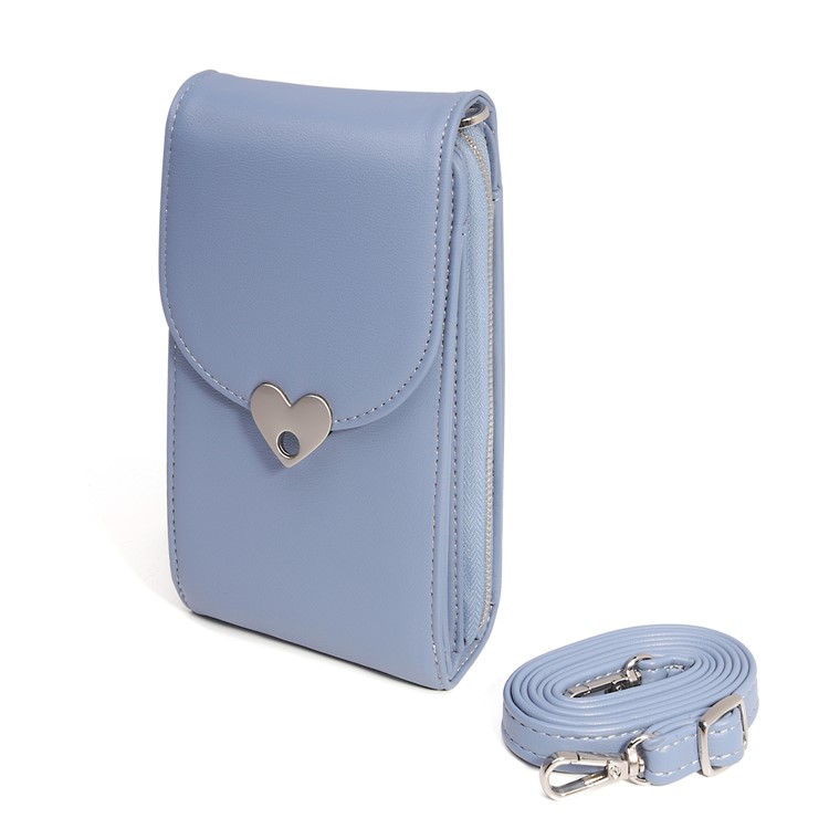 MUSUBO Forme De Coeur Boucle Magnétique Universel PU Sac À Main En Cuir Sac À Bandoulière, Taille: 1B9 X 11cm - Bleu-3