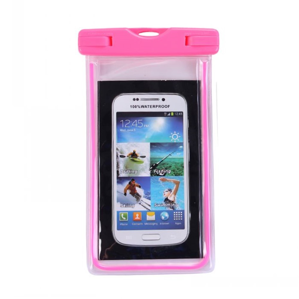 Fluorescent Waterproof ABS + PVC Bag Casing for iPhone Samsung etc, Inner Size: 10.7 x 17.3cm - Rose