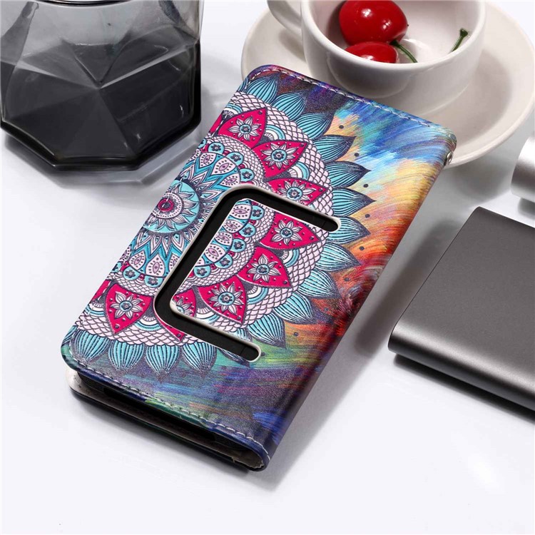 Mandala Flower - Universal Embossed Patterned Leather Wallet Case for iPhone 8/LG K3 (2017)-10