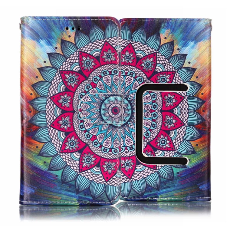 Mandala Flower - Universal Embossed Patterned Leather Wallet Case for iPhone 8/LG K3 (2017)-2