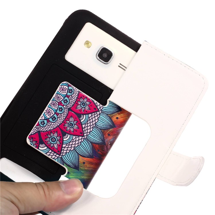 Mandala Flower - Universal Embossed Patterned Leather Wallet Case for iPhone 8/LG K3 (2017)-5