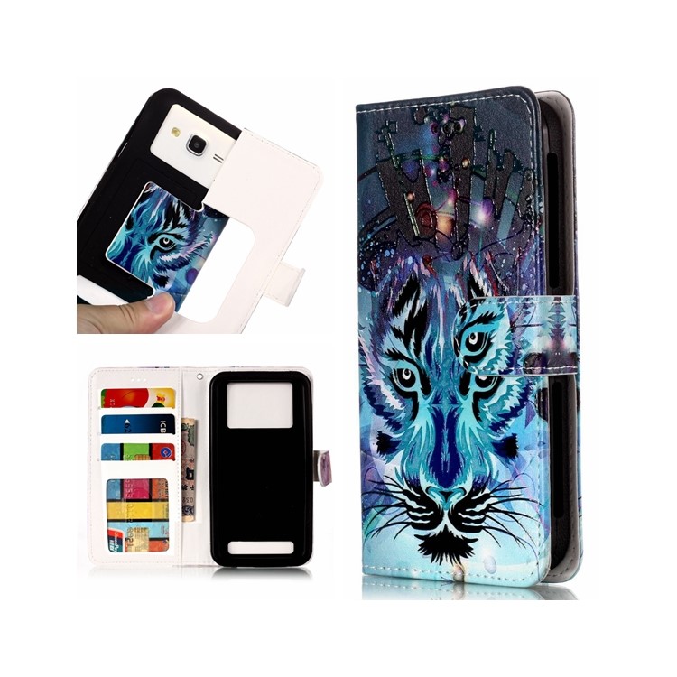 Loup - Étui Portefeuille En Cuir À Motifs Gaufré Universel Pour Iphone 8 / LG K3 (2017)-1