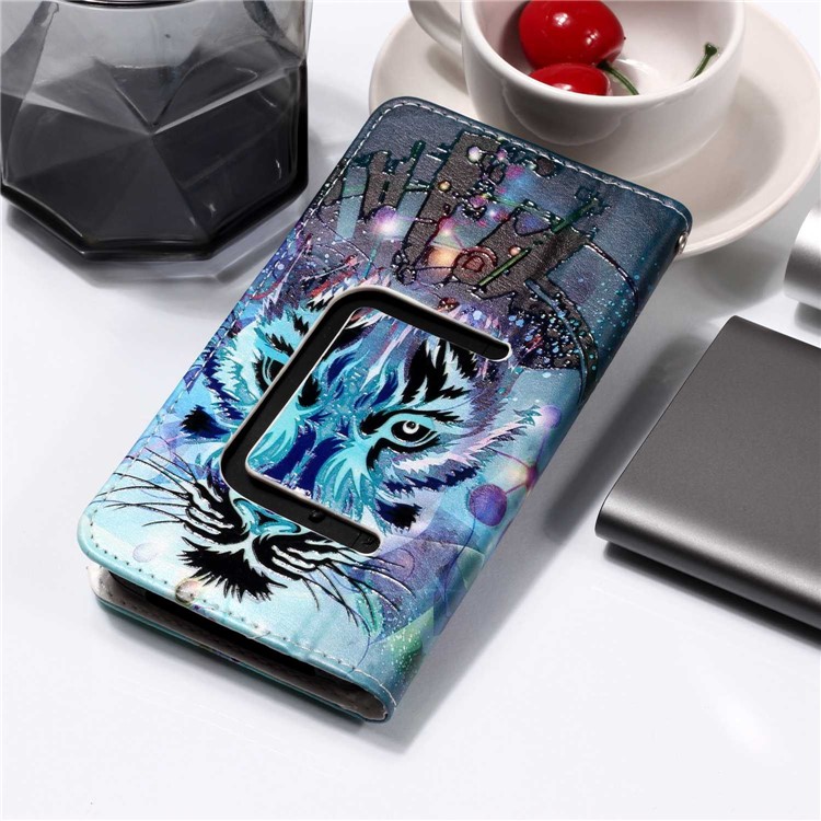 Loup - Étui Portefeuille En Cuir À Motifs Gaufré Universel Pour Iphone 8 / LG K3 (2017)-10