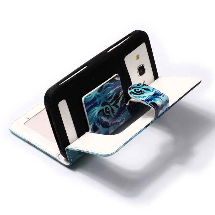 Loup - Étui Portefeuille En Cuir À Motifs Gaufré Universel Pour Iphone 8 / LG K3 (2017)-4