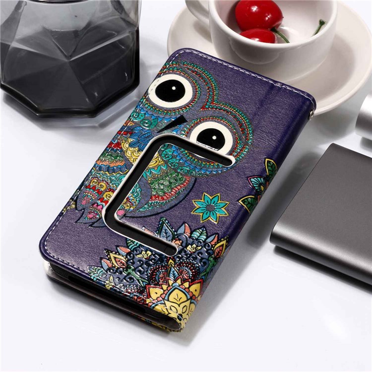 Búho De Estilo Tribal - Funda Flip Universal Con Estampado De Cuero En Relieve Para LG K8 (2018) / Galaxy J3 (2018)-10