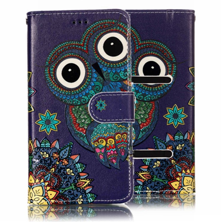 Búho De Estilo Tribal - Funda Flip Universal Con Estampado De Cuero En Relieve Para LG K8 (2018) / Galaxy J3 (2018)-2