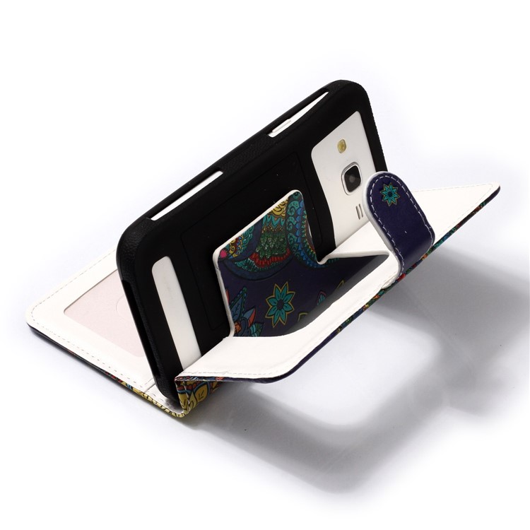 Búho De Estilo Tribal - Funda Flip Universal Con Estampado De Cuero En Relieve Para LG K8 (2018) / Galaxy J3 (2018)-4