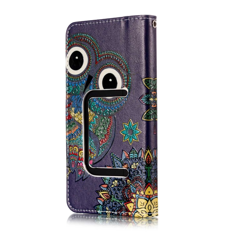 Búho De Estilo Tribal - Funda Flip Universal Con Estampado De Cuero En Relieve Para LG K8 (2018) / Galaxy J3 (2018)-9