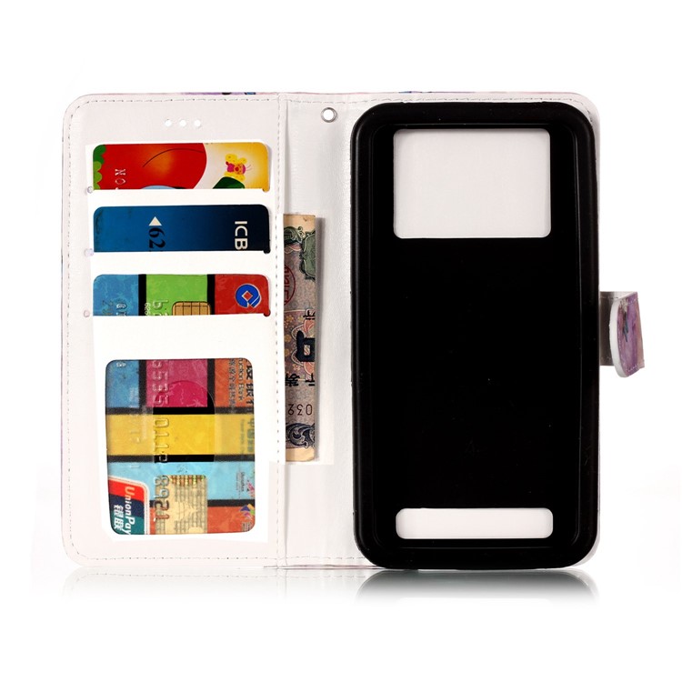 Borboletas Azuis E Flor - Estampado Em Relevo Carteira De Couro Universal Phone Case Para Iphone 8 Plus / Galaxy J7 (2018)-8