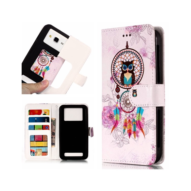 Dream Catcher and Owl - Embossed Patterned Leather Wallet Universal Phone Case for iPhone 8 Plus/Galaxy J7 (2018)-1