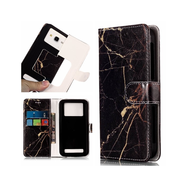 Black Marble - Patterned Wallet Leather Stand Universal Case for iPhone SE/5s etc-1