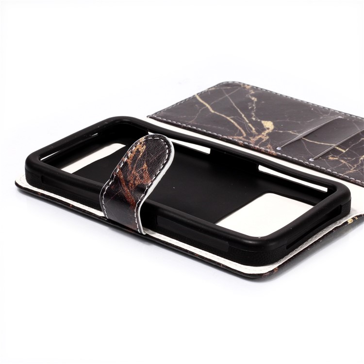 Black Marble - Patterned Wallet Leather Stand Universal Case for iPhone SE/5s etc-4