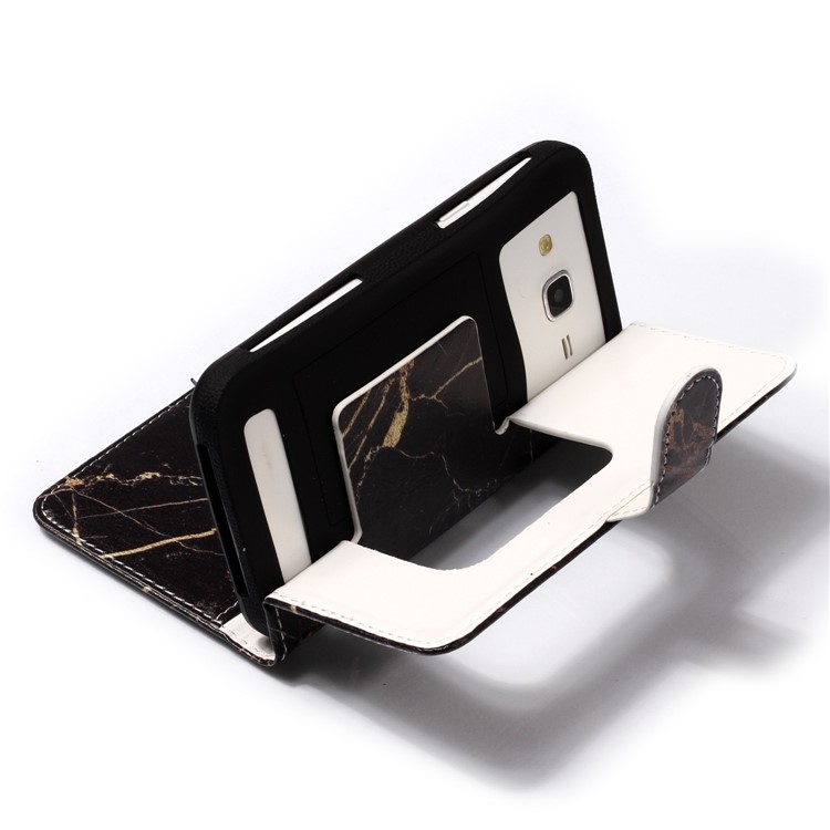 Black Marble - Patterned Wallet Leather Stand Universal Case for iPhone SE/5s etc-5