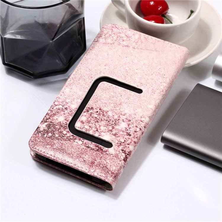 Brilho Rosa - Caixa Universal Do Suporte Modelado Do Couro Da Carteira Para O Iphone Se / 5s Etc.-10