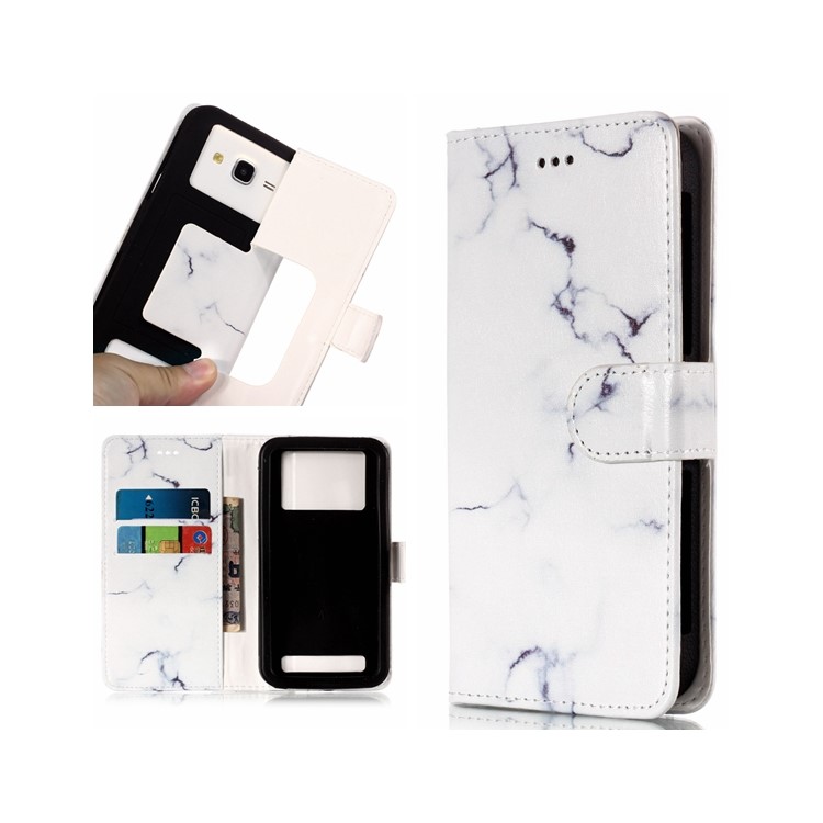 White Marble - Universal Pattern Printing Leather Wallet Mobile Phone Case for iPhone 8/LG K3 (2017)-1