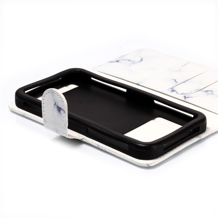 White Marble - Universal Pattern Printing Leather Wallet Mobile Phone Case for iPhone 8/LG K3 (2017)-3
