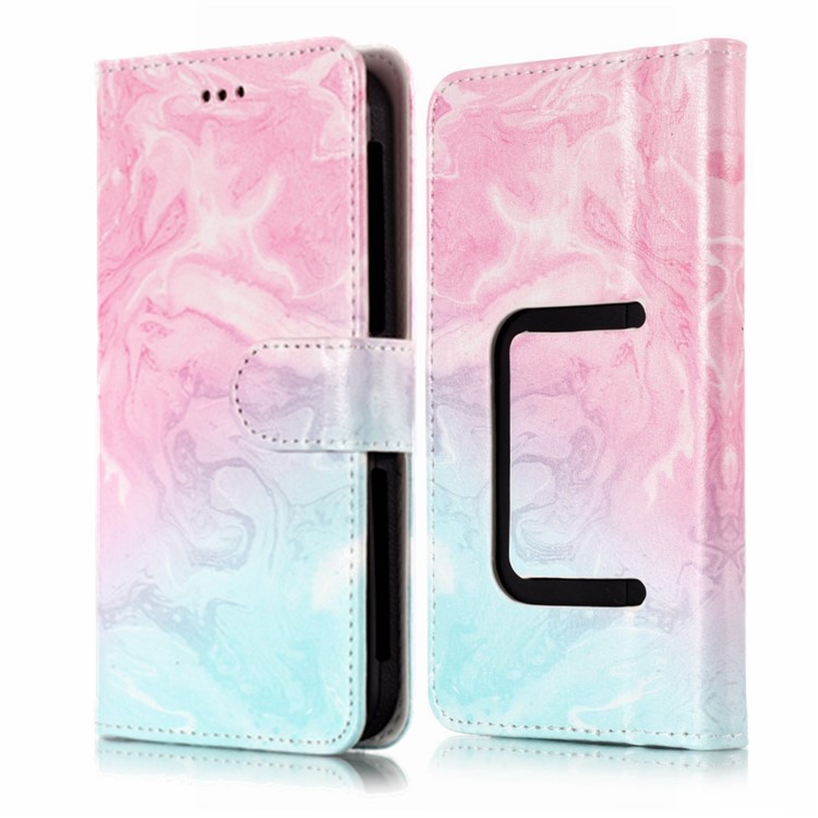 Blue and Rose Lava - Universal Pattern Printing Leather Wallet Mobile Phone Case for iPhone 8/LG K3 (2017)-2