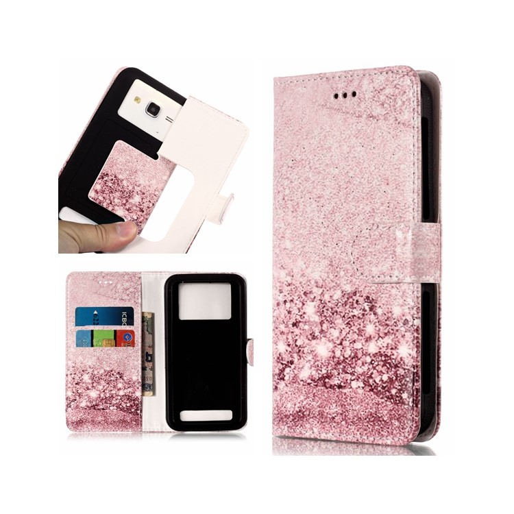 Lentejuelas Brillantes - Funda Universal Para Celular Con Estampado De Cuero Para LG K8 (2018) / Galaxy J3 (2018)-1