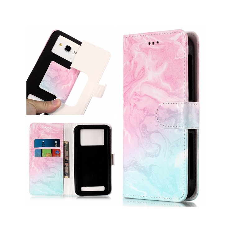 Lava Azul E Rosa - Impressão Padrão Carteira De Couro Universal Case Capa Para Iphone 8 Plus / Galaxy J7 (2018)-1