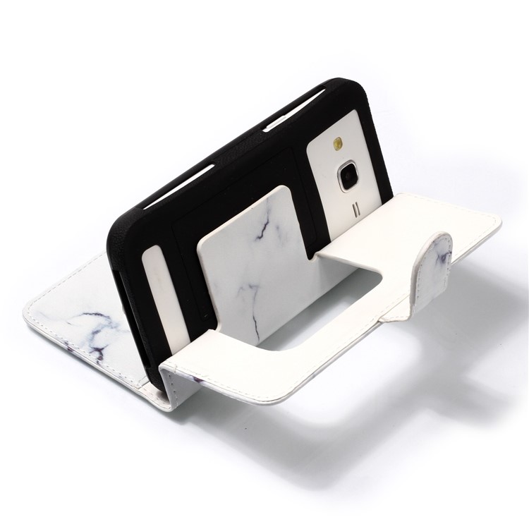 White Marble - Universal Patterned Leather Wallet Protective Cell Phone Case for ZTE Blade V880/U880/Nokia 603-4