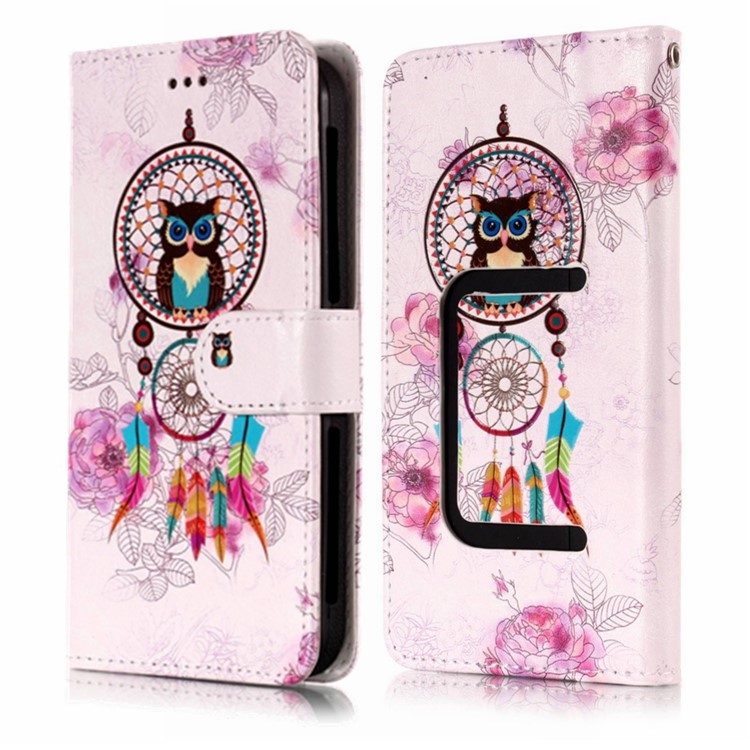 Dream Catcher and Owl - Embossed Patterned Leather Universal Wallet Phone Shell for iPhone 4s/Sony Xperia E-3