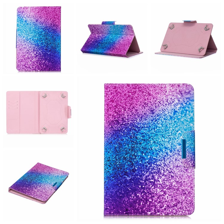 Modèle D'impression Portefeuille Universel PU Étui En Cuir Pour Tablette PC 10 Pouces - Motif De Paillettes Colorées-1