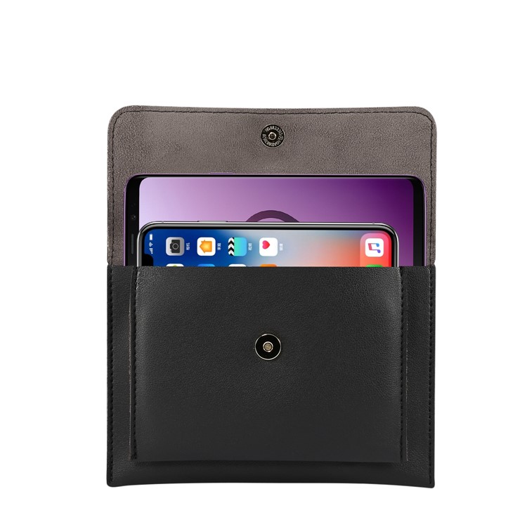 Borsa A Tracolla In Pelle PU Per Huawei Mate 10 Pro / Galaxy S9 Plus, Dimensioni: 18,5x13cm - Nero-4