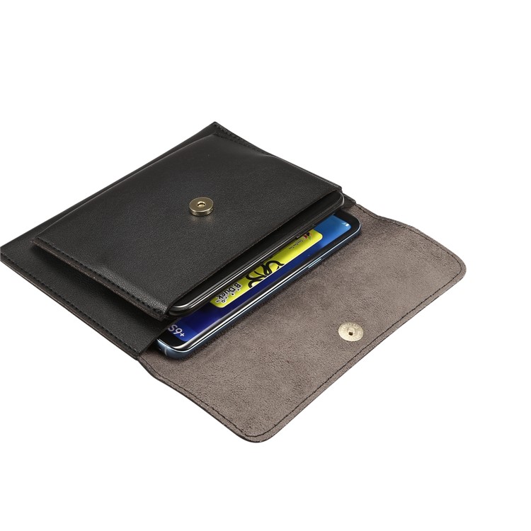 Borsa A Tracolla In Pelle PU Per Huawei Mate 10 Pro / Galaxy S9 Plus, Dimensioni: 18,5x13cm - Nero-5