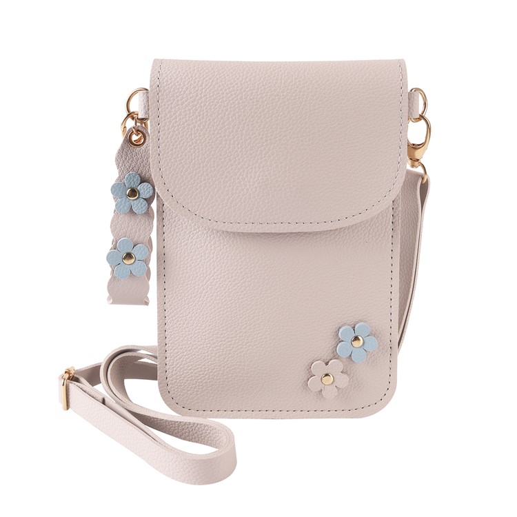 

MUSUBO Flower Decor PU Leather Pouch Wallet Bag with Shoulder Strap for iPhone X / 8 Plus / 7 Plus/7 Samsung Note7 Etc - Beige, iPhone X