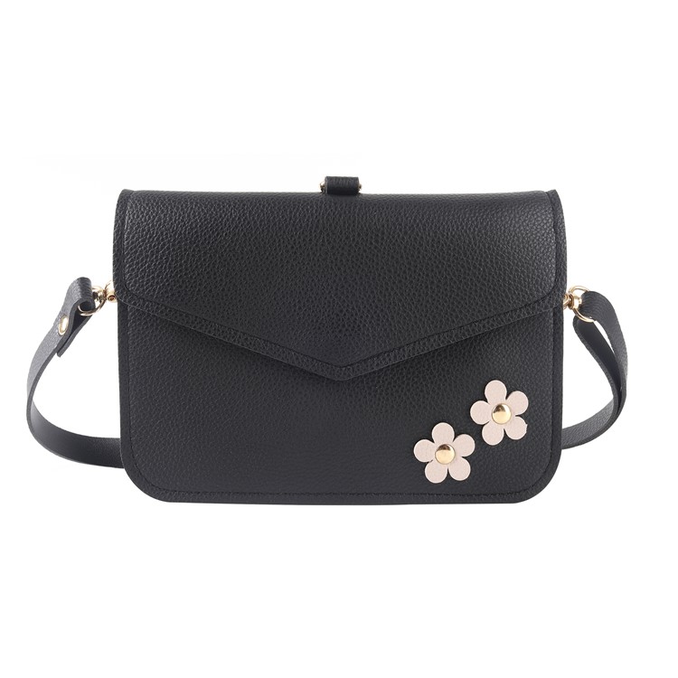 MUSUBO Universal Flower Design Leather Pouch Handbag for iPhone X/Huawei Mate 10, Size: 7.5'' x 5'' - Black-6