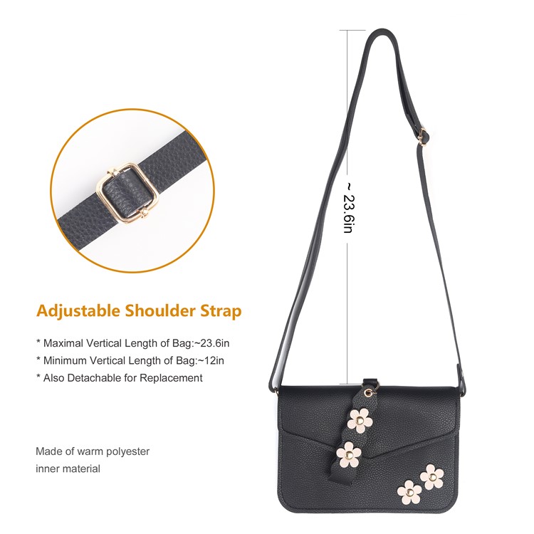 MUSUBO Universal Flower Design Leather Pouch Handbag for iPhone X/Huawei Mate 10, Size: 7.5'' x 5'' - Black-7