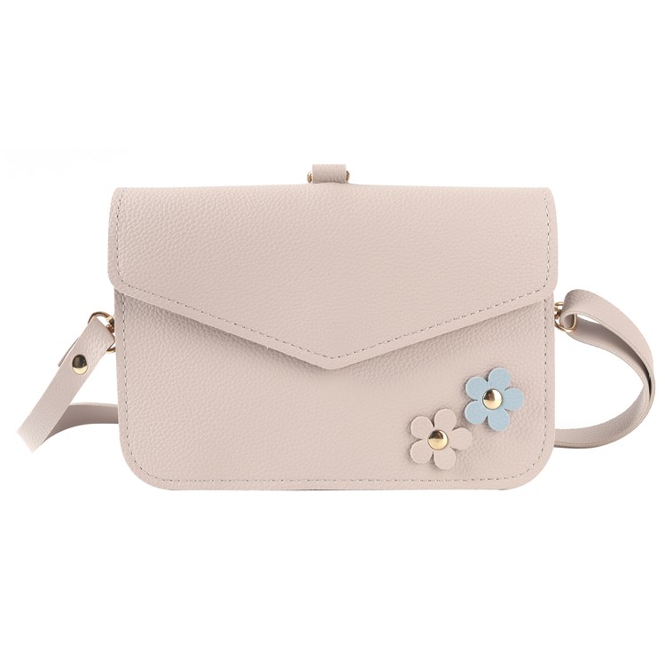 MUSUBO Universal Flower Design Leather Wallet Shoulder Bag for iPhone X/Huawei Mate 10, Size: 7.5'' x 5'' - Beige-7