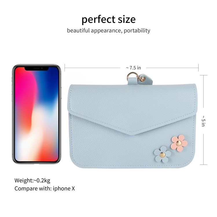 MUSUBO Универсальный Цветочный Дизайн Кожаный Кошелек Для Муфты Для Iphone X / Huawei Mate 10, Размер: 7.5 '' X 5 '' - Синий-2