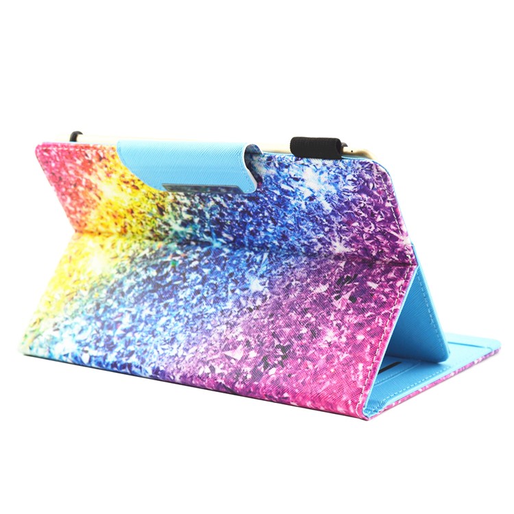 Patterned Universal 7-inch Tablet PU Leather Wallet Mobile Case for Huawei MediaPad T2 7.0 / Galaxy Tab 3 7.0 etc - Colorful Glitter Pattern-6