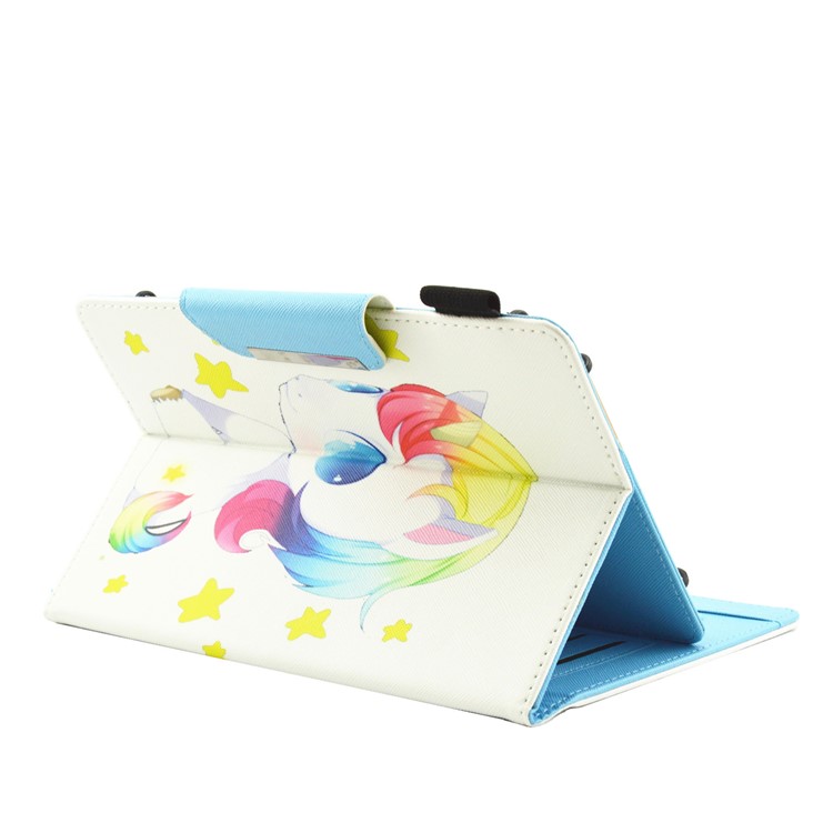 Patterned 10-inch Tablet Universal PU Leather Wallet Case for iPad 9.7 (2018) / Lenovo Tab 4 10 Plus etc - Unicorn and Stars-4