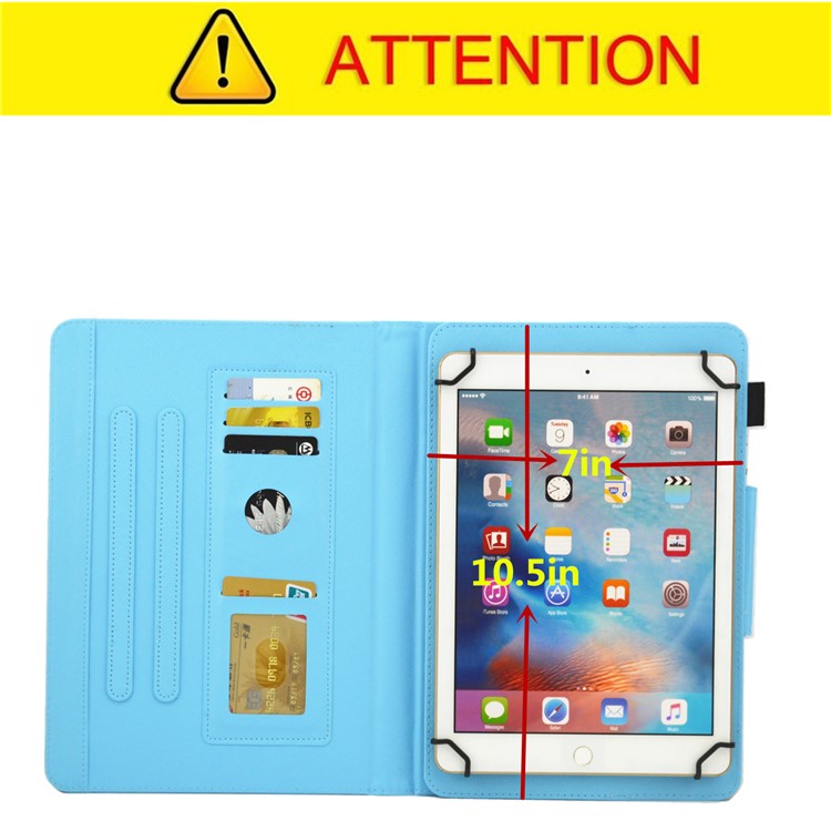 Patterned 10-inch Tablet Universal PU Leather Wallet Case for iPad 9.7 (2018) / Lenovo Tab 4 10 Plus etc - Unicorn and Stars-7