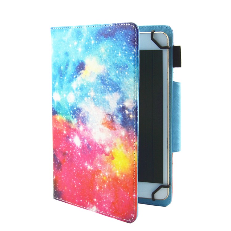 Patterned 10-inch Tablet Universal PU Leather Wallet Case for iPad 9.7 (2018) / Lenovo Tab 4 10 Plus etc - Colorized Galaxy-2