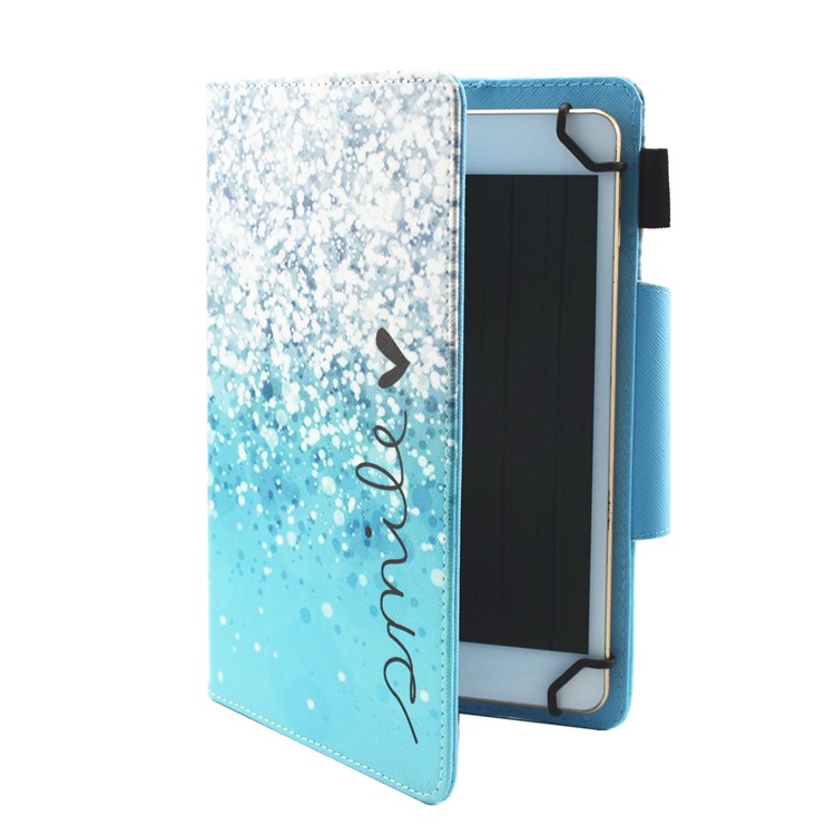 Patterned 10-inch Tablet Universal PU Leather Wallet Case for iPad 9.7 (2018) / Lenovo Tab 4 10 Plus etc - Blue Glitter Pattern-3