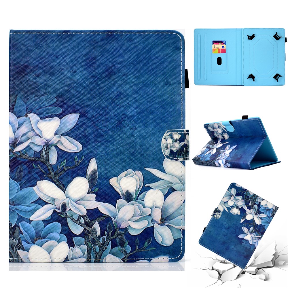 Patterned 10-inch Tablet Universal PU Leather Stand Cover for iPad 9.7 (2018) / Lenovo Tab 4 10 Plus etc - Flower Style 2-1
