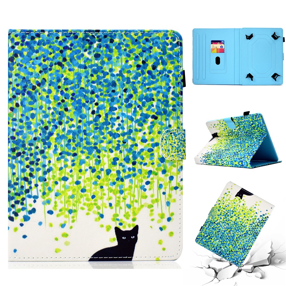 Patterned 10-inch Tablet Universal PU Leather Stand Shell for iPad 9.7 (2018) / Lenovo Tab 4 10 Plus etc - Cat and Dots-1