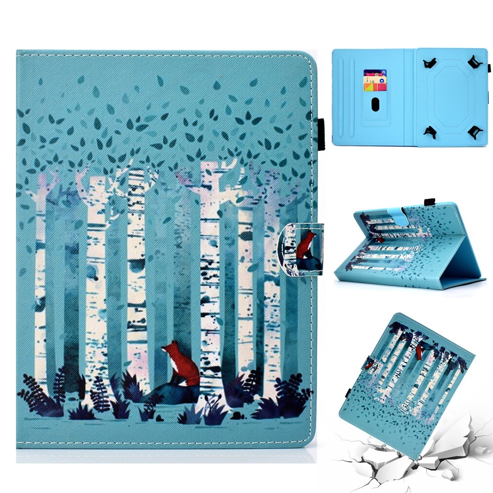 Patterned 10-inch Tablet Universal PU Leather Card Holder Cover for iPad 9.7 (2018) / Lenovo Tab 4 10 Plus etc - Forest-1