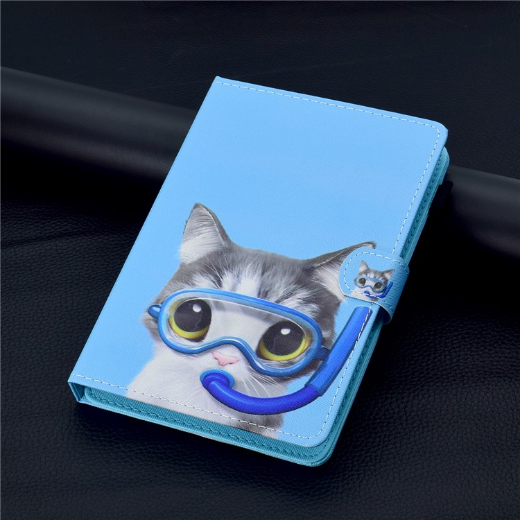 Concha de Billetera de Cuero PU de 10 Pulgadas de 10 Pulgadas Estampada Para Ipad 9.7 (2018) / Lenovo Tab 4 10 Plus, Etc. - Gato de Buceo