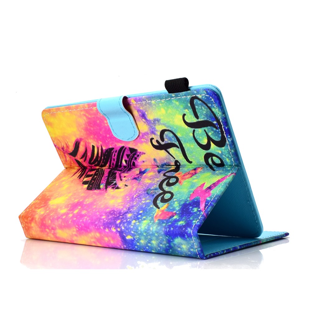 Patterned 10-inch Tablet Universal PU Leather Wallet Casing for iPad 9.7 (2018) / Lenovo Tab 4 10 Plus etc - Feather-4