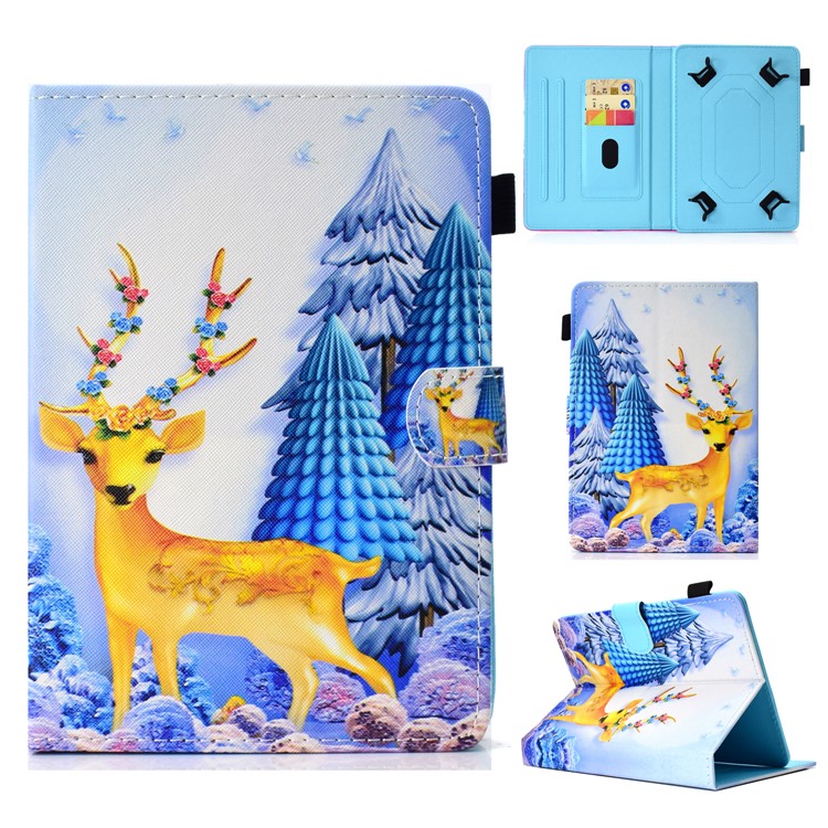 Patterned 10-inch Tablet Universal PU Leather Wallet Cell Phone Case for iPad 9.7 (2018) / Lenovo Tab 4 10 Plus etc - Sika Deer-1