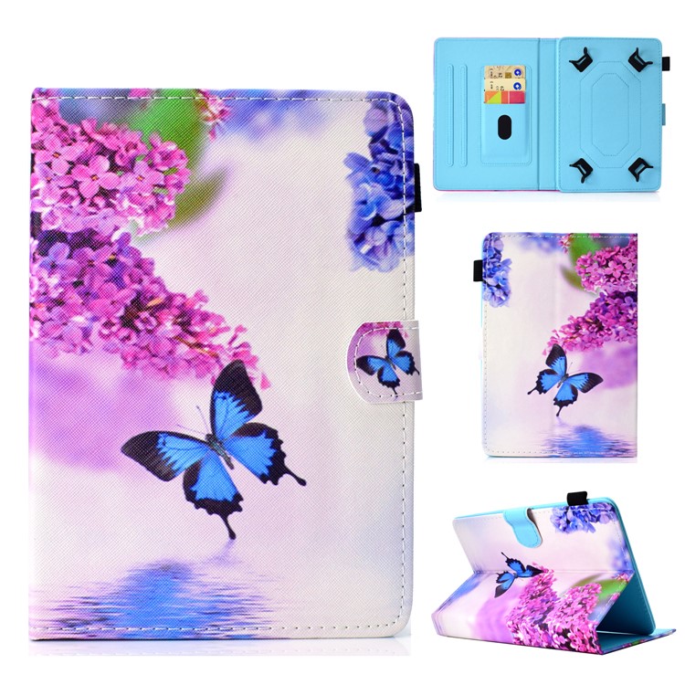 Patterned 10-inch Tablet Universal PU Leather Wallet Protective Case for iPad 9.7 (2018) / Lenovo Tab 4 10 Plus etc - Butterfly-1