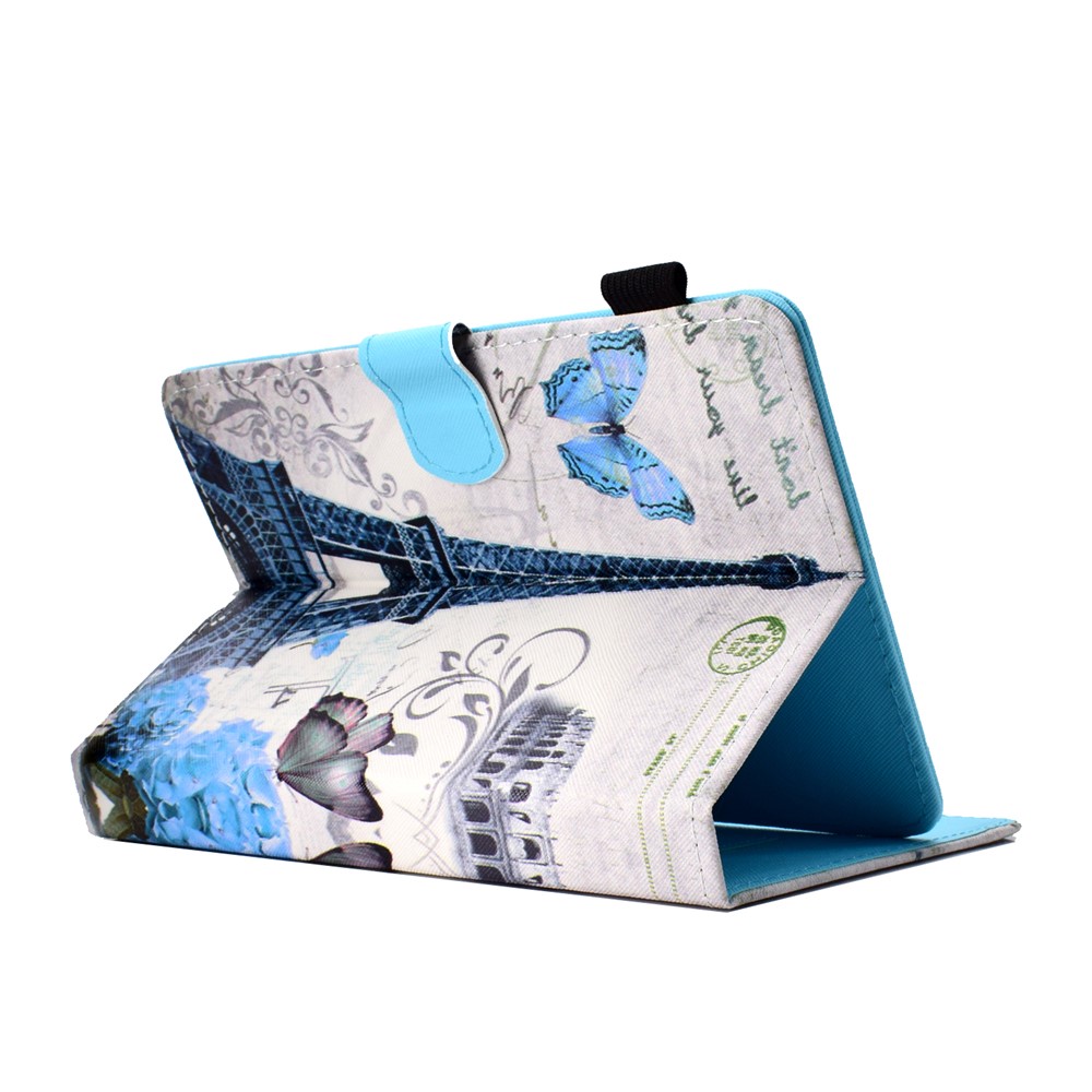 Patterned 10-inch Tablet Universal PU Leather Wallet Protective Cover for iPad 9.7 (2018) / Lenovo Tab 4 10 Plus etc - Eiffel Tower-4