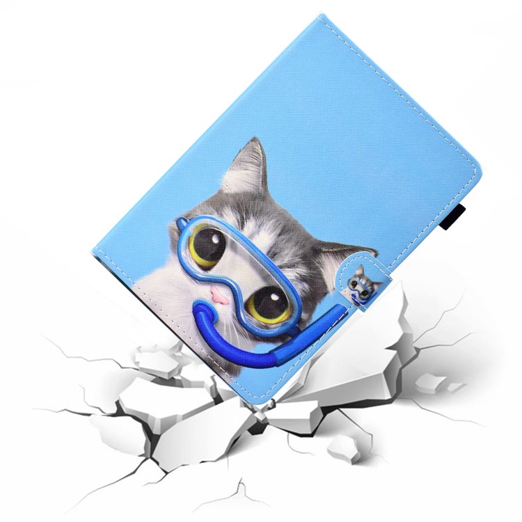 Gemusterte Universal-8-Zoll-Tablette PU Leder Brieftasche Shell Für Lenovo Tab 4 8, Etc. - Tauchkatze-6