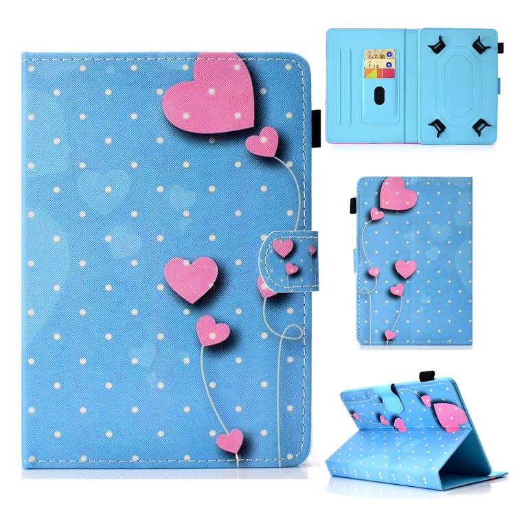 Patterned Universal 8-inch Tablet PU Leather Wallet Mobile Phone Shell for Lenovo Tab 4 8, etc - Hearts-1